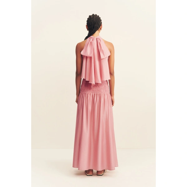 Shona Joy Aura Shirred Maxi Skirt in Rosewater, view 5
