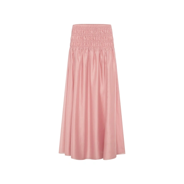 Aura Shirred Maxi Skirt in Rosewater