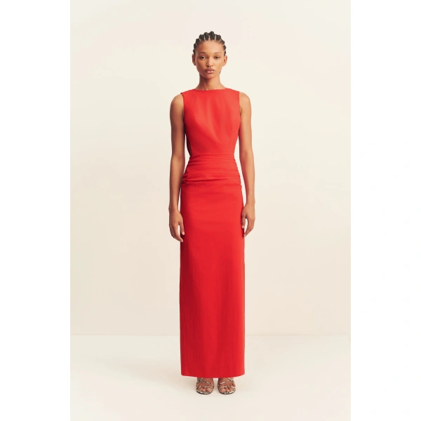 Shona Joy Campbell Bow Backless Maxi Dress in Goji, view 2