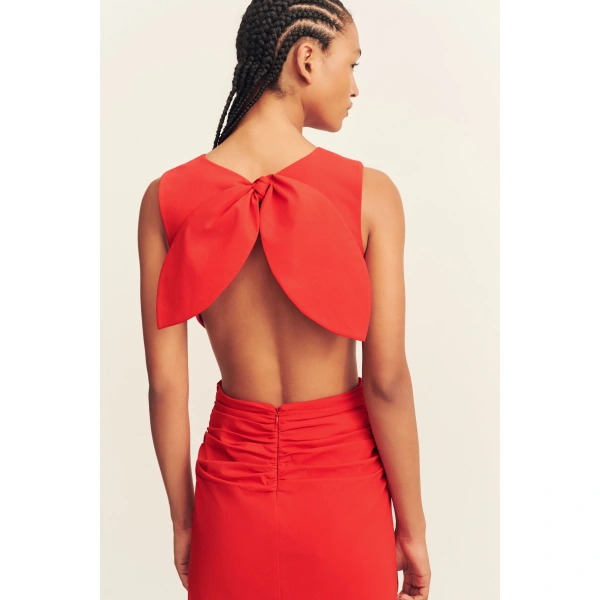 Shona Joy Campbell Bow Backless Maxi Dress in Goji, view 3