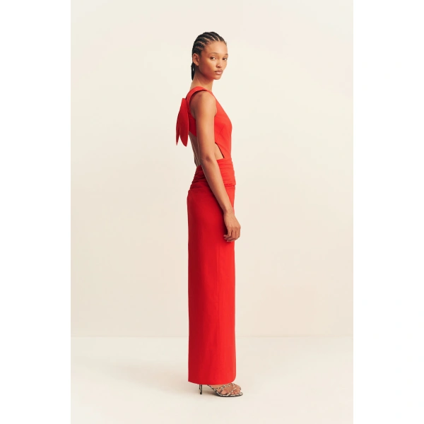 Shona Joy Campbell Bow Backless Maxi Dress in Goji, view 5