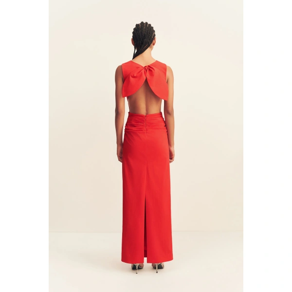 Shona Joy Campbell Bow Backless Maxi Dress in Goji, view 6