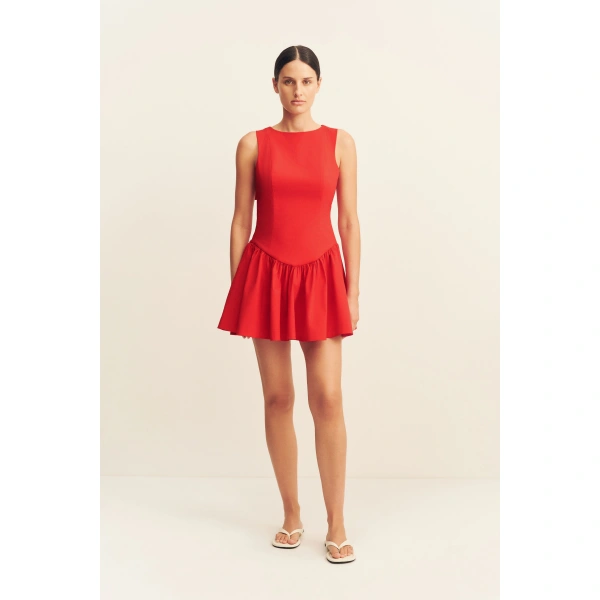 Shona Joy Campbell Bow Backless Mini Dress in Goji, view 2