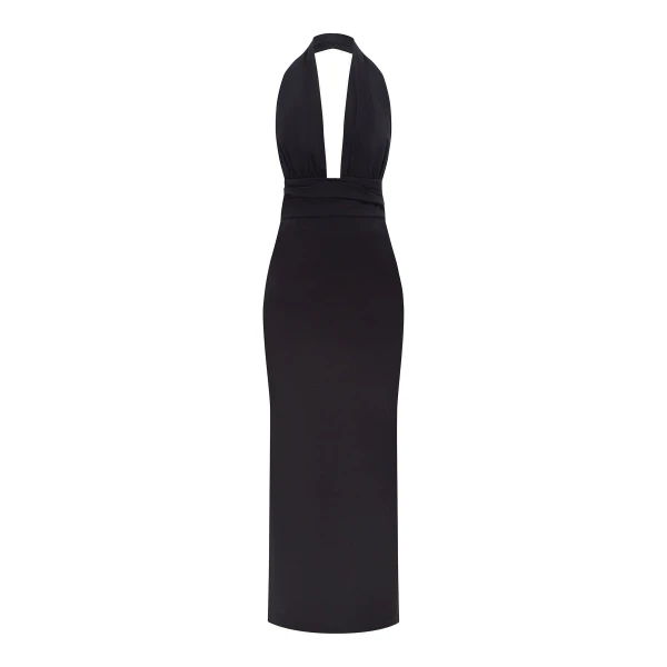 Shona Joy Campbell Halter Plunged Maxi Dress