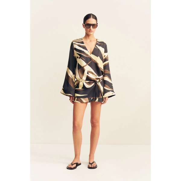 Shona Joy Eclipse Silk Viscose Mini Dress with Belt, view 2