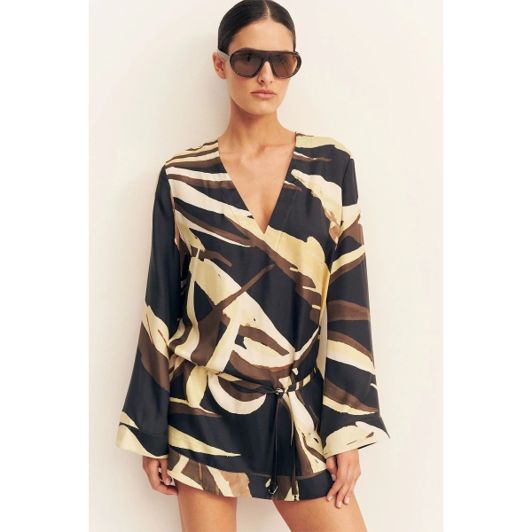 Shona Joy Eclipse Silk Viscose Mini Dress with Belt, view 3