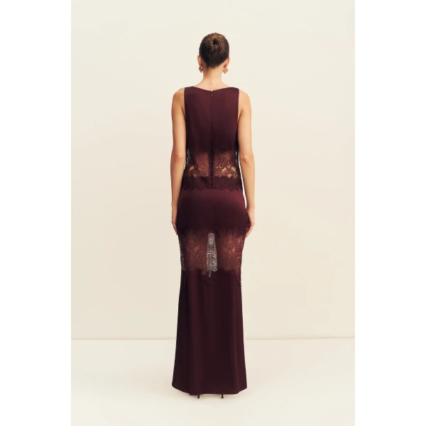 Shona Joy Jamila Lace Plunged Panelled Maxi Dress