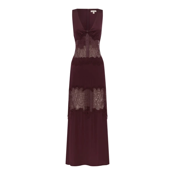 Jamila Lace Plunged Panelled Maxi Dress
