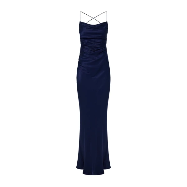 La Lune Lace Back Maxi Dress in Midnight