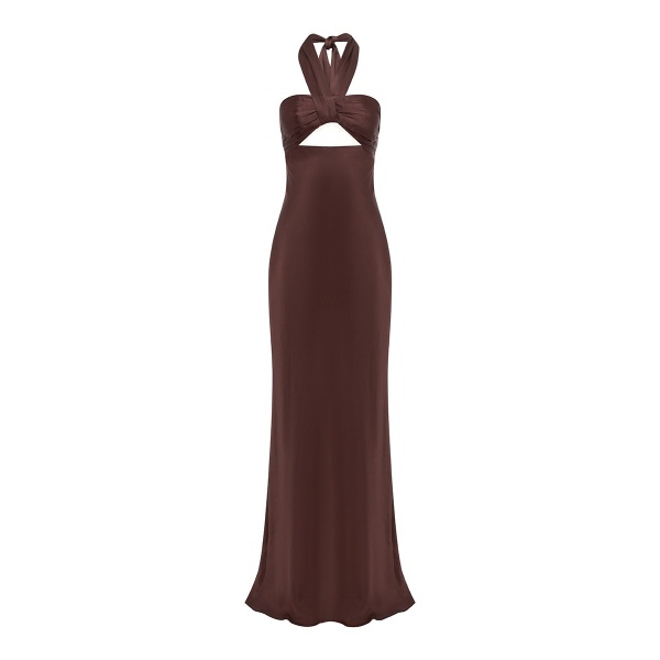 Shona Joy La Lune Ruched Halter Maxi Dress