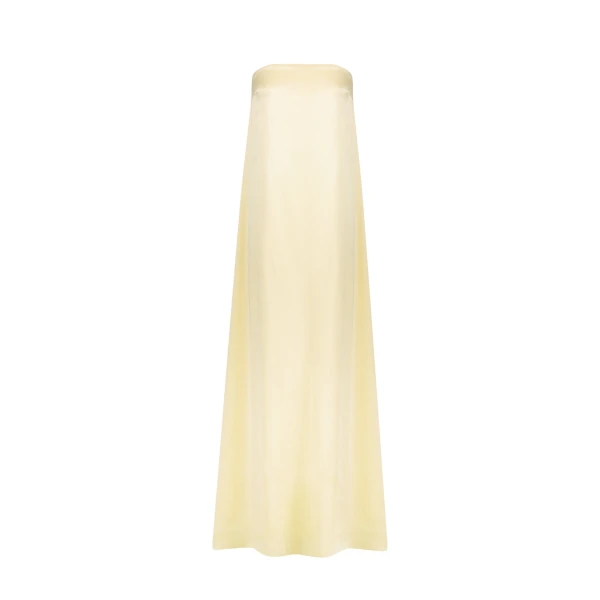 La Lune Strapless Column Maxi Dress in Lemon