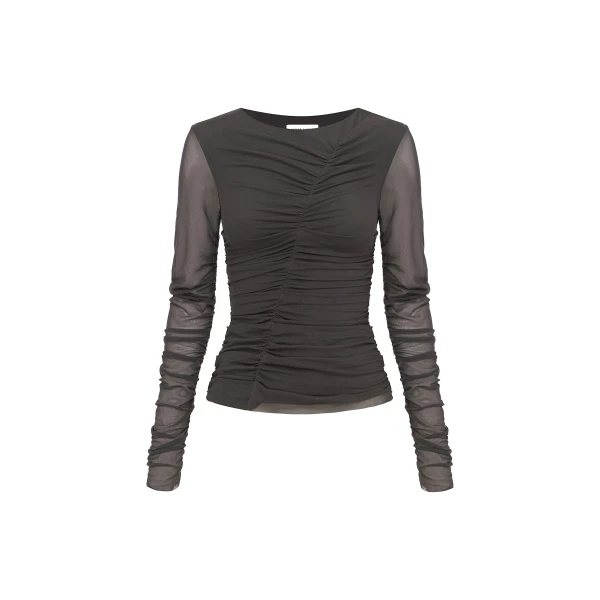 Mira Mesh Long Sleeve Ruched Top