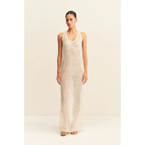 Shona Joy Mirelle Sheer Sequin Racer Back Maxi Dress, view 2