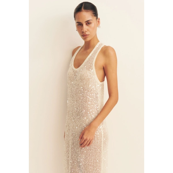 Shona Joy Mirelle Sheer Sequin Racer Back Maxi Dress, view 3