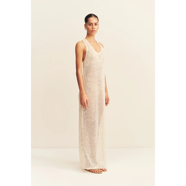 Shona Joy Mirelle Sheer Sequin Racer Back Maxi Dress, view 4