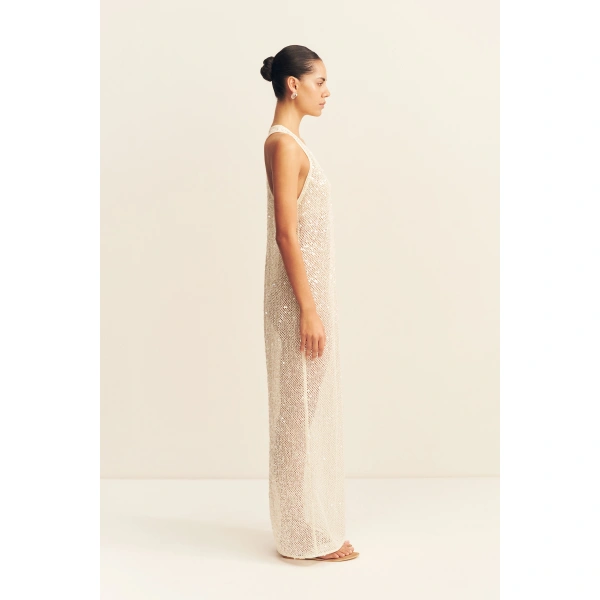 Shona Joy Mirelle Sheer Sequin Racer Back Maxi Dress, view 5
