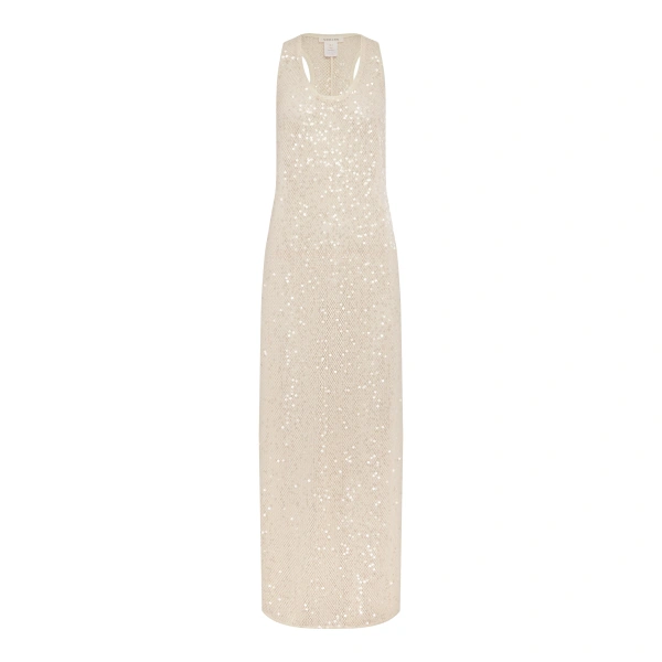 Mirelle Sheer Sequin Racer Back Maxi Dress