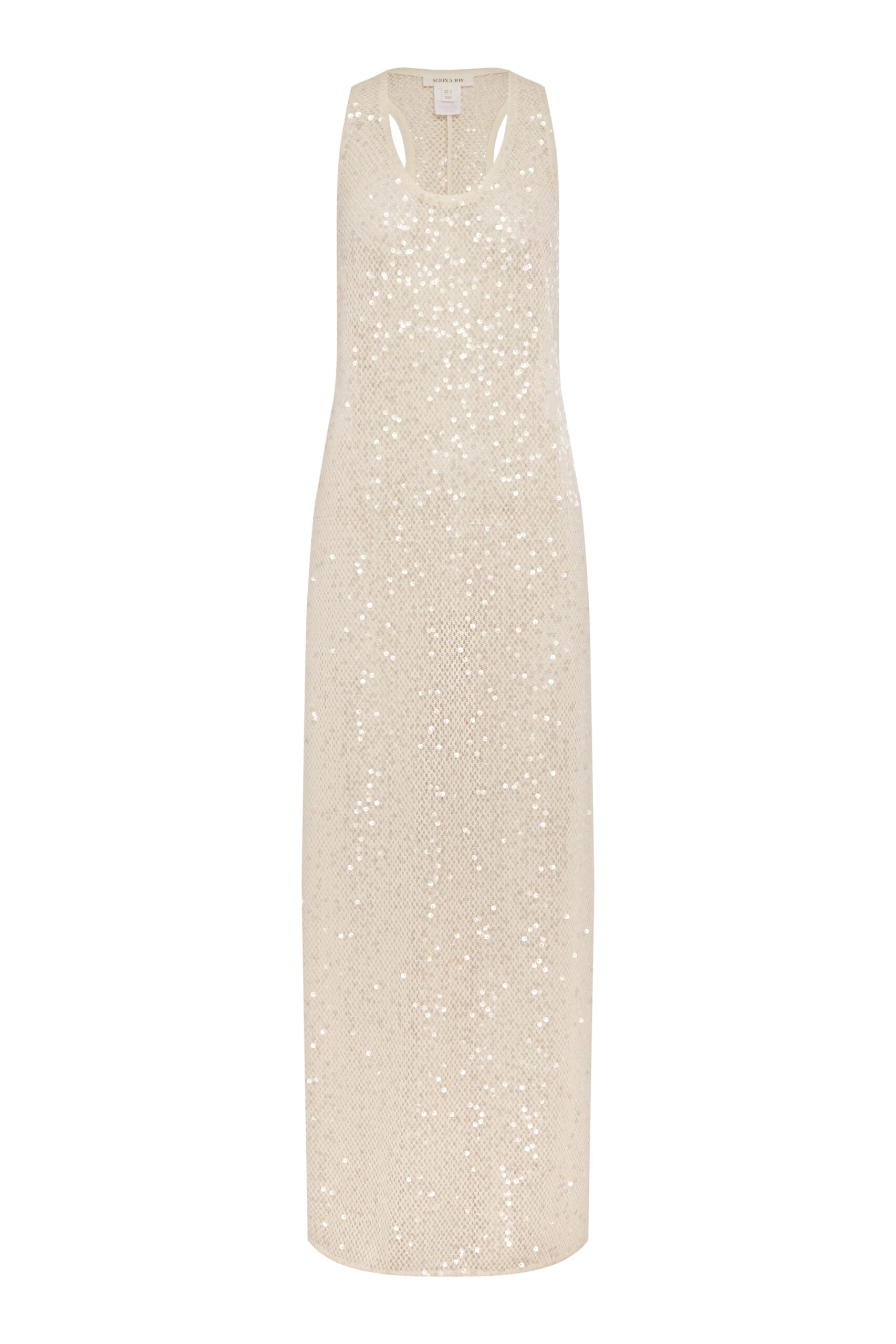 Mirelle Sheer Sequin Racer Back Maxi Dress