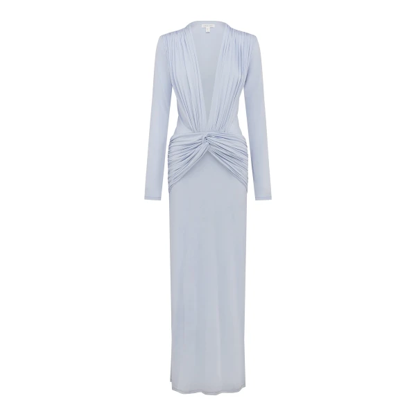 Miro Slinky Jersey Long Sleeve Plunged Maxi Dress