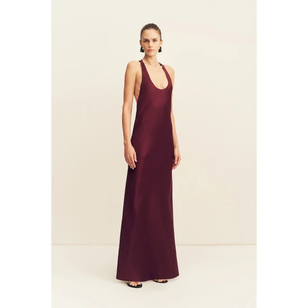 Shona Joy Savanna Racer Back Maxi Dress in Burgundy, view 3