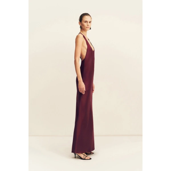 Shona Joy Savanna Racer Back Maxi Dress in Burgundy, view 4