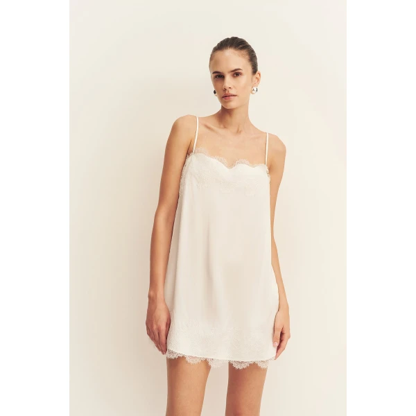 Shona Joy Simona Lace Mini Dress in Ivory, view 3