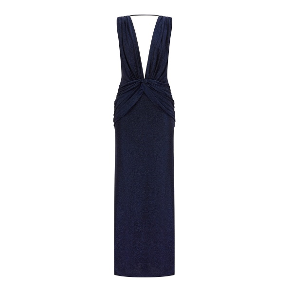 Stellar Lurex Plunged Neck Maxi Dress