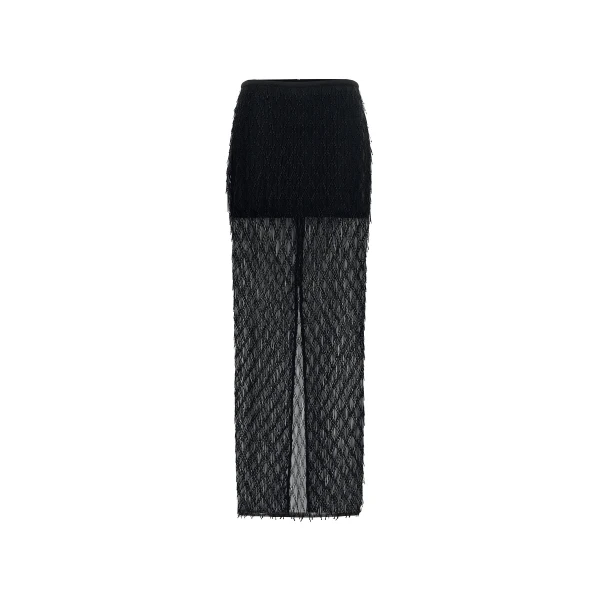 Talitha Fringe Maxi Skirt in Liquorice