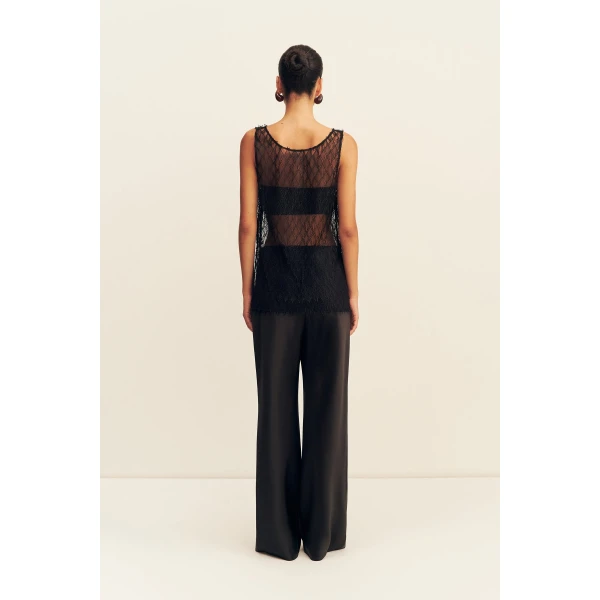 Shona Joy Talitha Sheer Fringe Scoop Neck Top