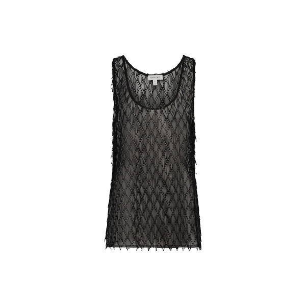 Shona Joy Talitha Sheer Fringe Scoop Neck Top
