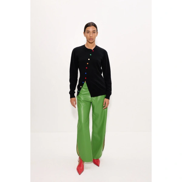 Simon Miller Ada Asymmetrical Cardigan in Black Multi | Cardigans | Coveti