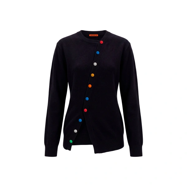 Ada Asymmetrical Cardigan in Black Multi