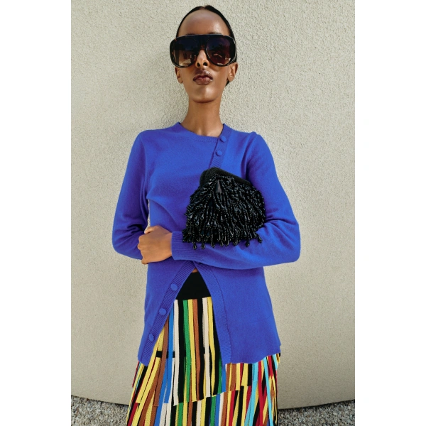 Simon Miller Ada Asymmetrical Cardigan in Cobalt | Cardigans | Coveti
