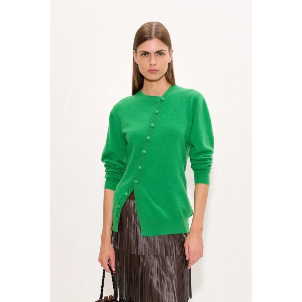 Simon Miller Ada Asymmetrical Cardigan in Grass Green | Cardigans | Coveti