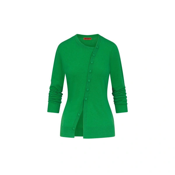 Ada Asymmetrical Cardigan in Grass Green
