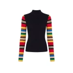 Simon Miller Adri Knit Top in Black and Multi Stripe | Long Sleeve Tops | Coveti