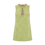Simon Miller Amara Vegan Suede Mini Dress in Chartreuse | Mini Dresses | Coveti