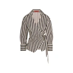 Simon Miller Anya Poplin Wrap Top in Black and White Stripe | Shirts | Coveti