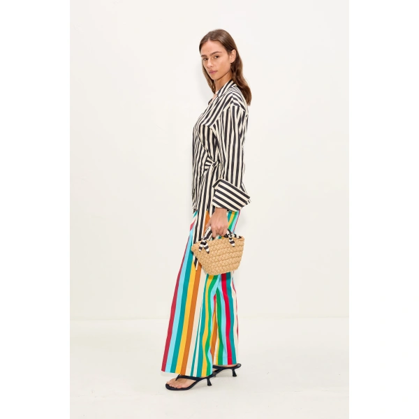 Simon Miller Anya Poplin Wrap Top in Black and White Stripe | Shirts | Coveti