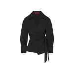 Simon Miller Anya Poplin Wrap Top in Black | Shirts | Coveti