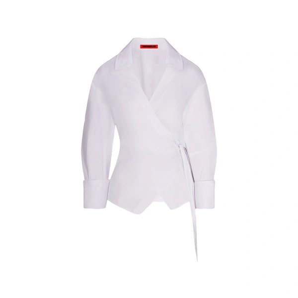 Anya Poplin Wrap Top in Macadamia