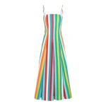 Simon Miller Astrid Poplin Dress in Vibrant Multi Stripe | Maxi Dresses | Coveti