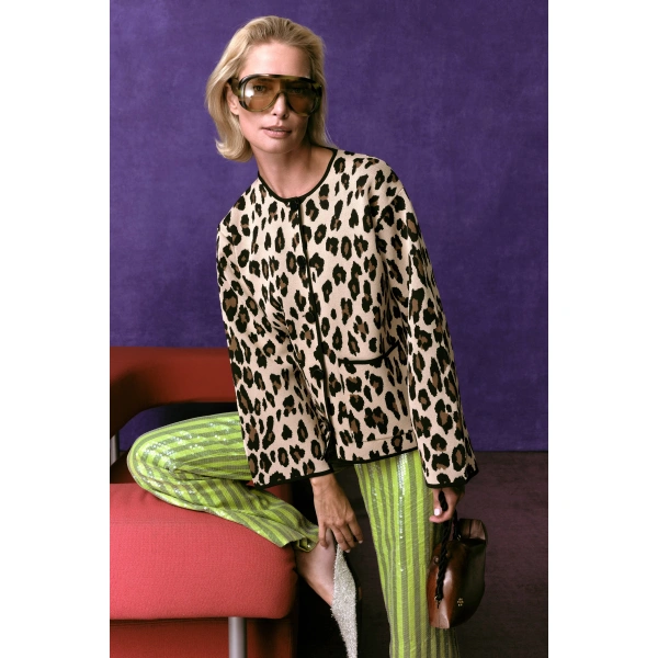 Simon Miller Beaux Knit Cardigan in Cheetah Scramble | Cardigans | Coveti