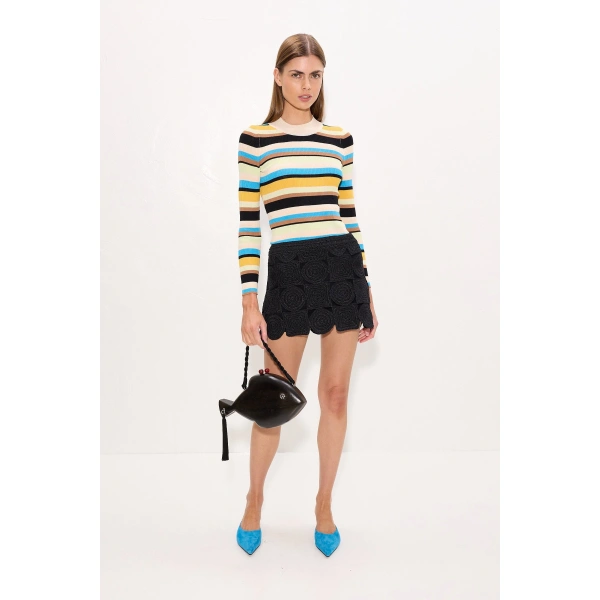 Simon Miller Beep Beep Mini Skirt in Black Multi-Shape | Mini Skirts | Coveti