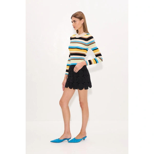 Simon Miller Beep Beep Mini Skirt in Black Multi-Shape | Mini Skirts | Coveti