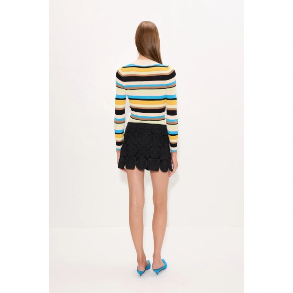 Simon Miller Beep Beep Mini Skirt in Black Multi-Shape | Mini Skirts | Coveti