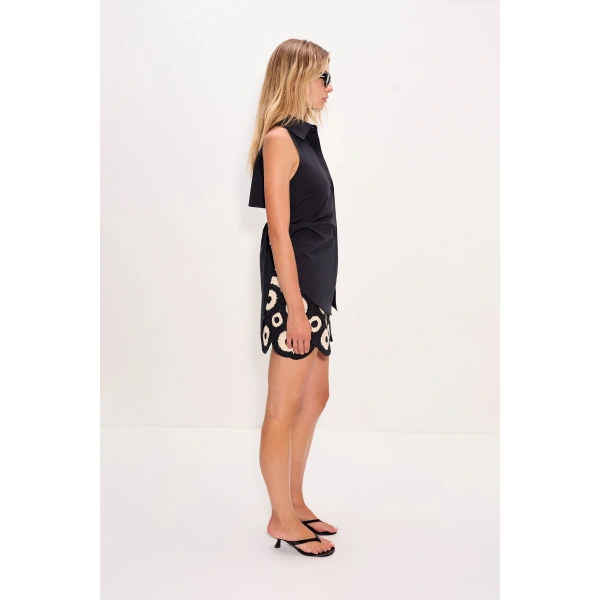 Simon Miller Beep Beep Mini Skirt in Cream and Black | Mini Skirts | Coveti