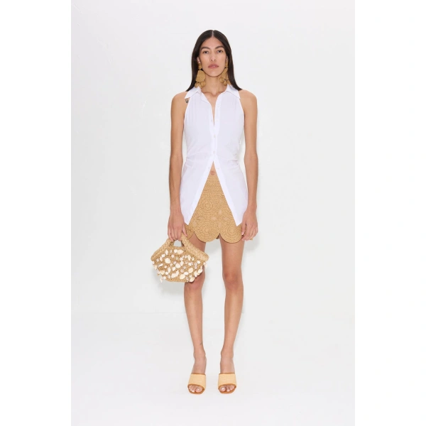 Simon Miller Beep Beep Mini Skirt in Natural | Mini Skirts | Coveti
