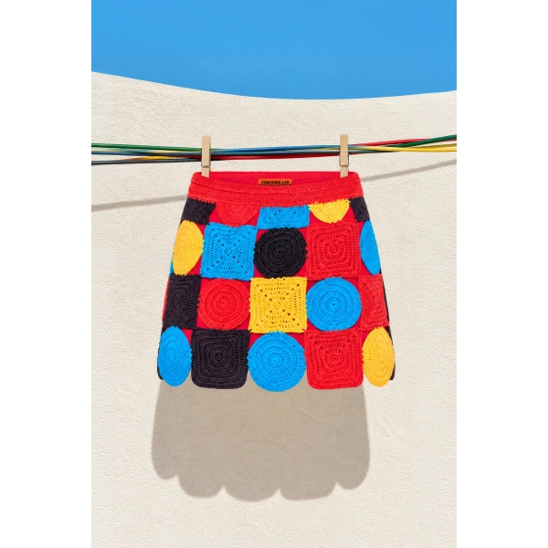Simon Miller Beep Beep Mini Skirt in Primary Multi-Shape | Mini Skirts | Coveti