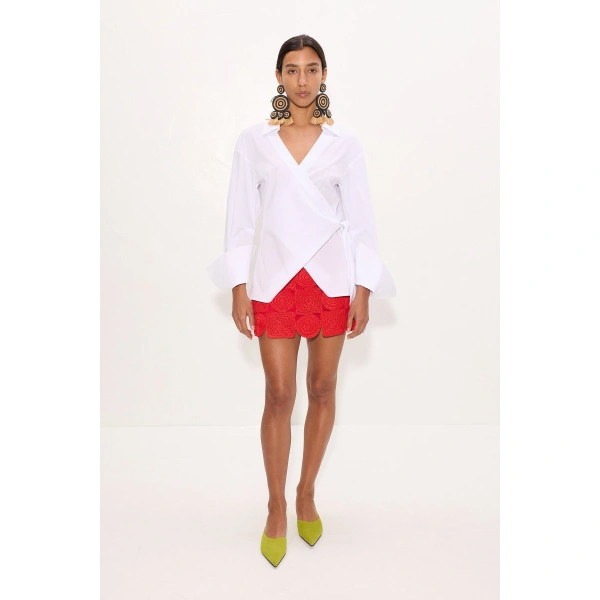 Simon Miller Beep Beep Mini Skirt in Red Multi-Shape | Mini Skirts | Coveti